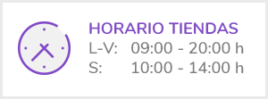 Horarios tiendas: L-V 9:00-20:00h y S: 10:00-14:00h