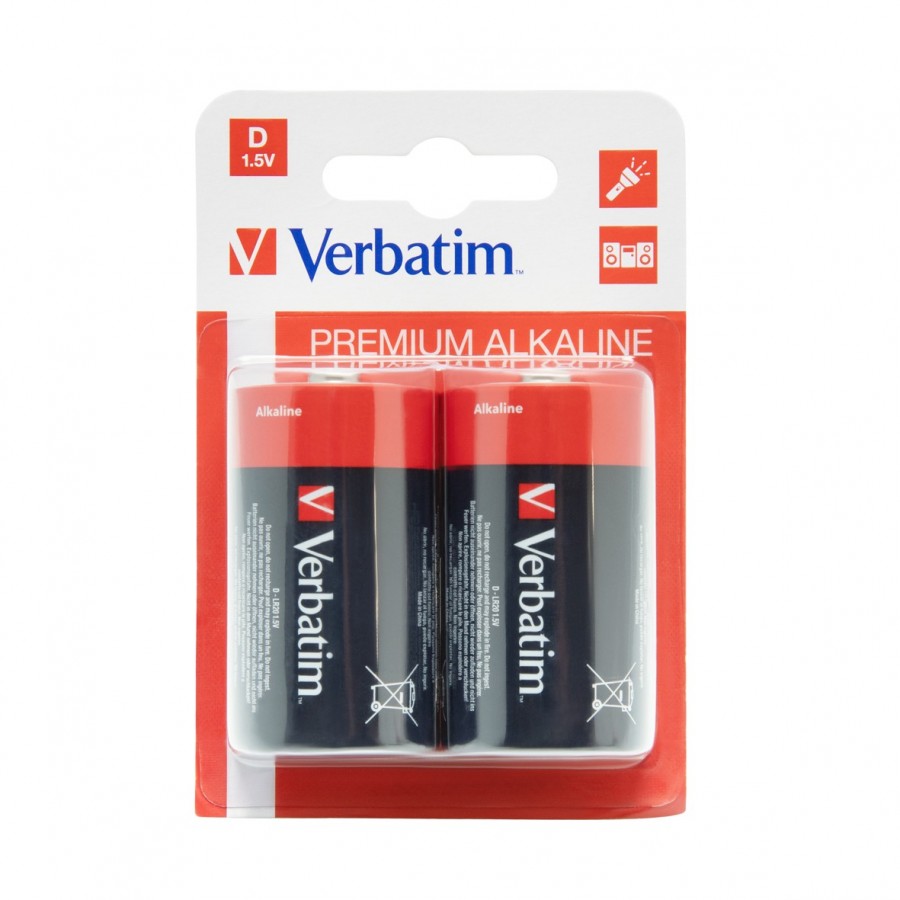 VERBATIM PILAS ALCALINAS D - LR20 - PACK 2 UDS - Folder, Líder en papelería