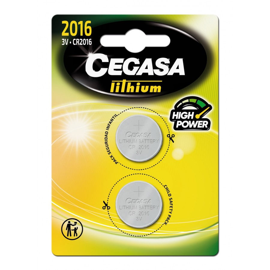 PILA CEGASA BOTON LITIO CR2016 3V BLISTER 2 UDS - Folder, Líder en papelería